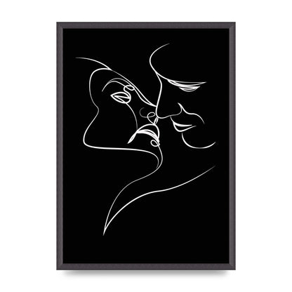 The Kiss Line Drawing Black White Art For The Home - A2 framed