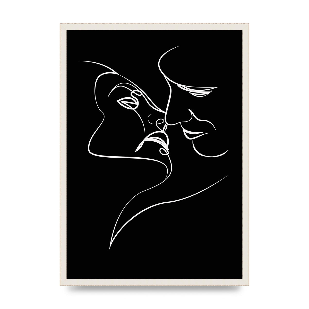 The Kiss Line Drawing Black White Art For The Home - A2 framed