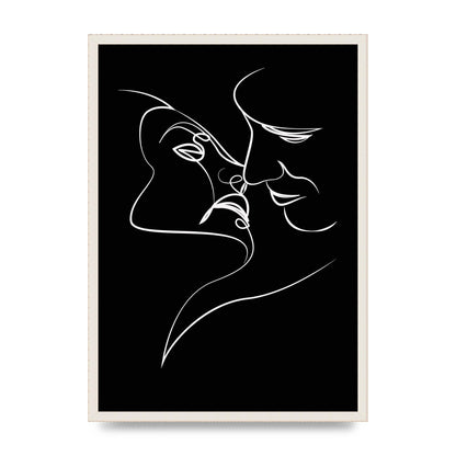 The Kiss Line Drawing Black White Art For The Home - A2 framed