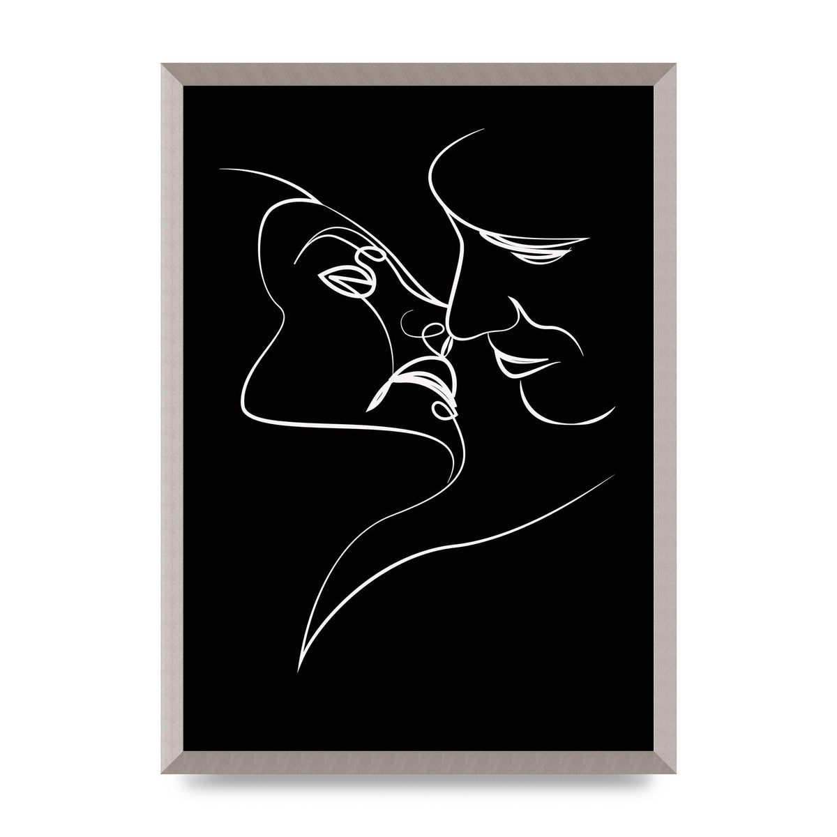 The Kiss Line Drawing Black White Art For The Home - A2 framed