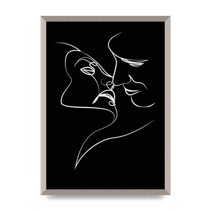 The Kiss Line Drawing Black White Art For The Home - A2 framed