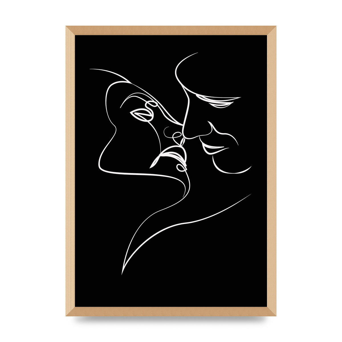 The Kiss Line Drawing Black White Art For The Home - A2 framed