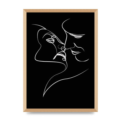 The Kiss Line Drawing Black White Art For The Home - A2 framed