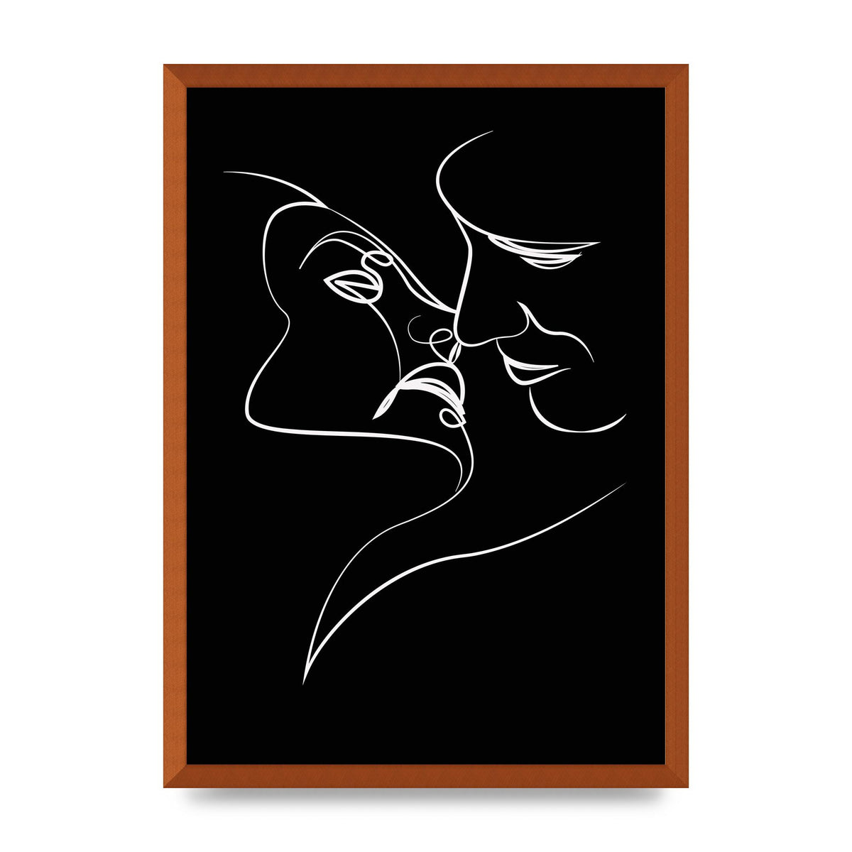 The Kiss Line Drawing Black White Art For The Home - A2 framed