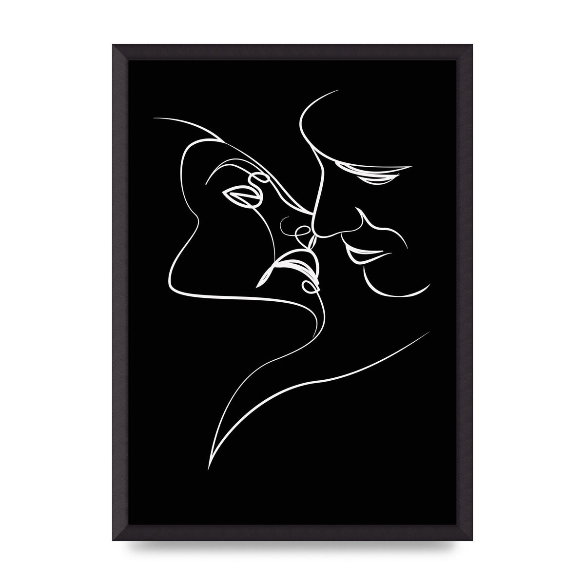 The Kiss Line Drawing Black White Art For The Home - A2 framed