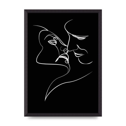 The Kiss Line Drawing Black White Art For The Home - A2 framed