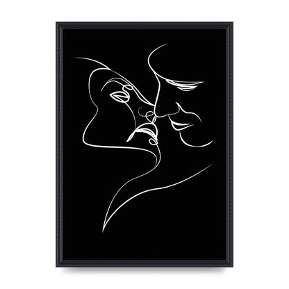 The Kiss Line Drawing Black White Art For The Home - A2 framed