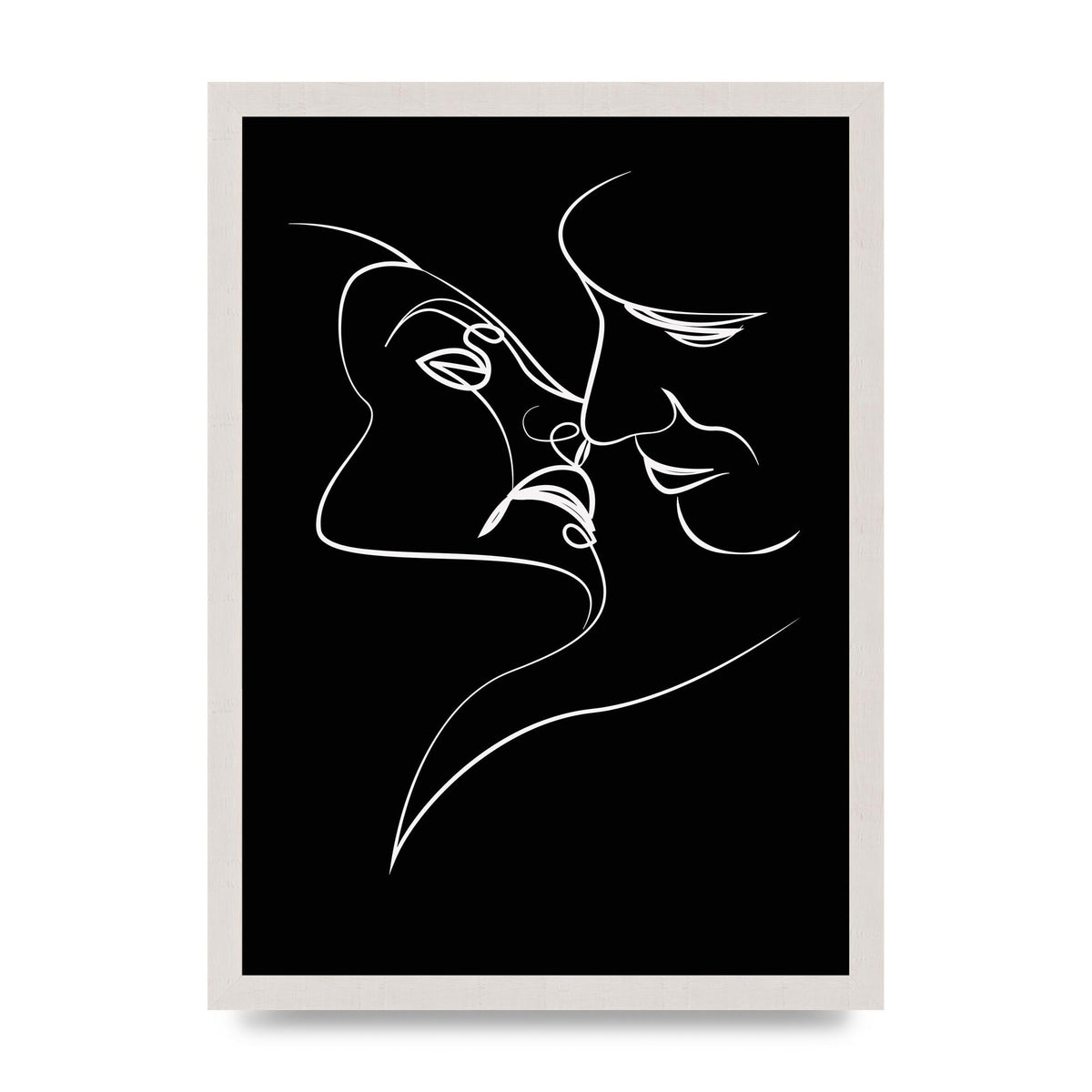 The Kiss Line Drawing Black White Art For The Home - A3 framed
