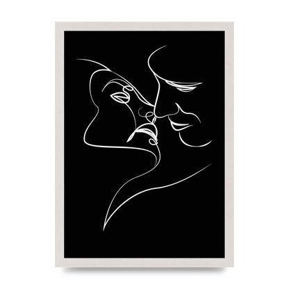 The Kiss Line Drawing Black White Art For The Home - A3 framed