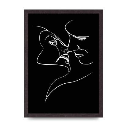 The Kiss Line Drawing Black White Art For The Home - A3 framed