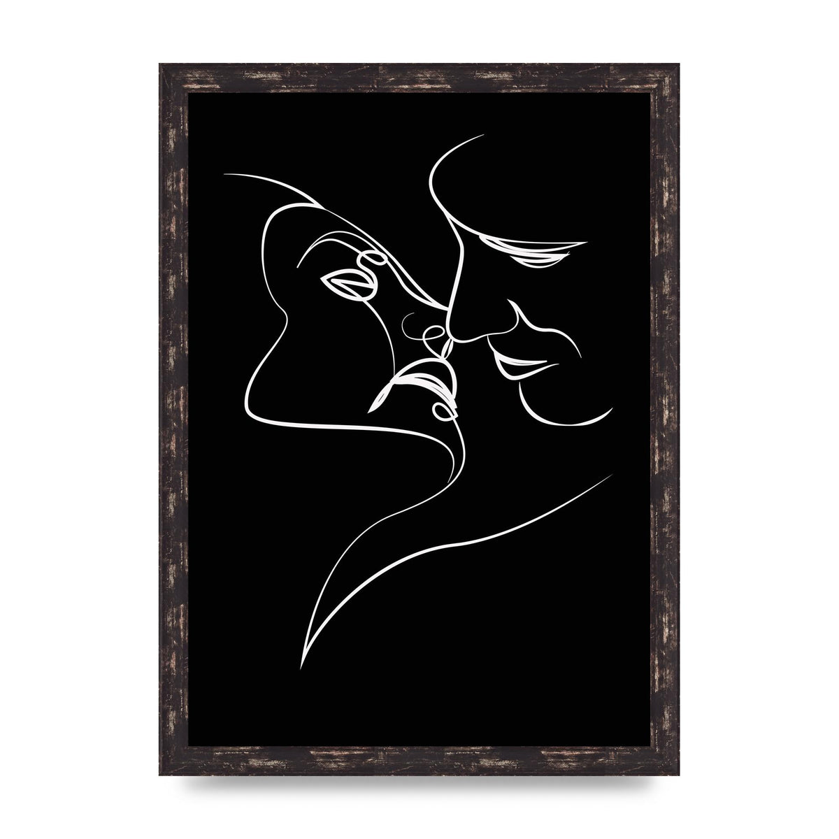 The Kiss Line Drawing Black White Art For The Home - A3 framed