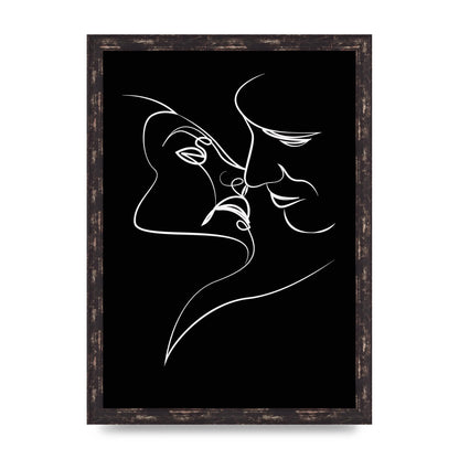 The Kiss Line Drawing Black White Art For The Home - A3 framed