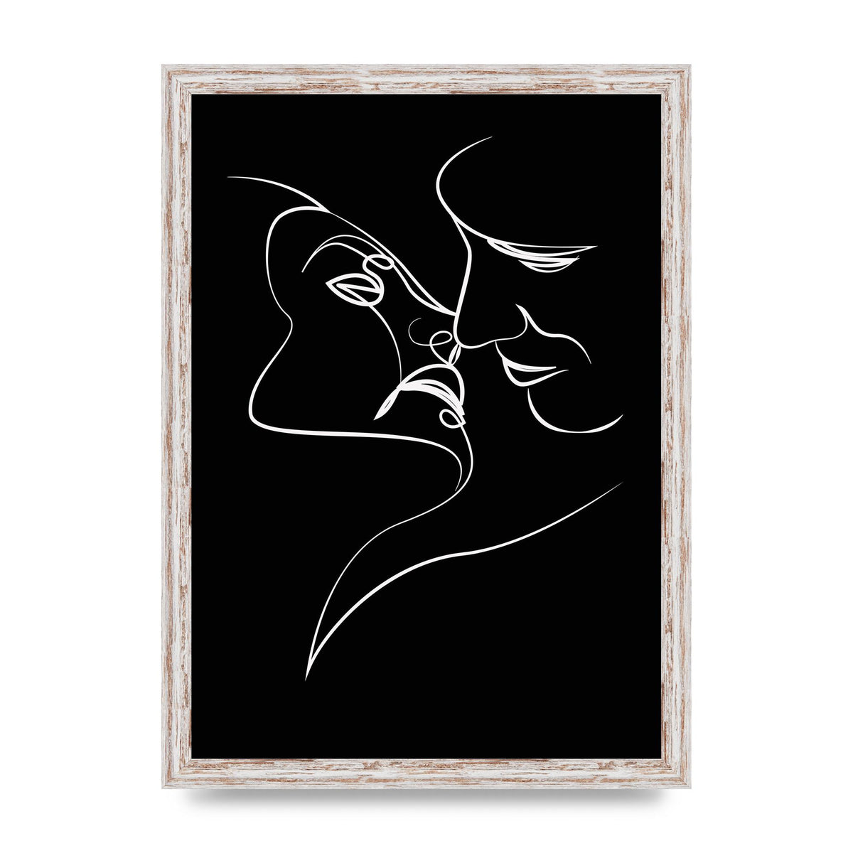 The Kiss Line Drawing Black White Art For The Home - A3 framed