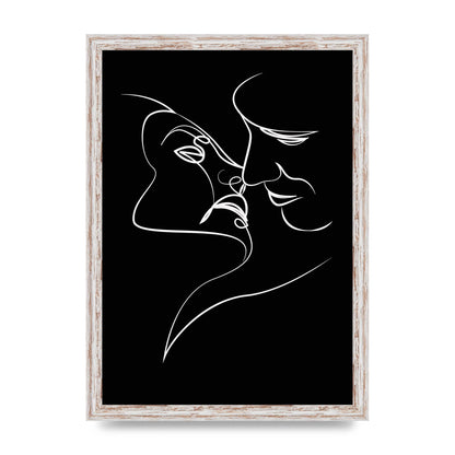 The Kiss Line Drawing Black White Art For The Home - A3 framed