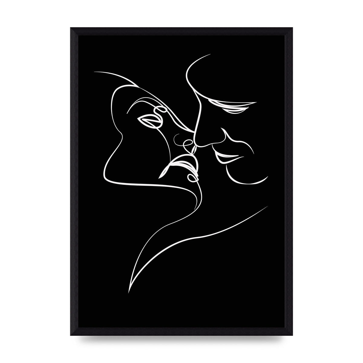 The Kiss Line Drawing Black White Art For The Home - A3 framed