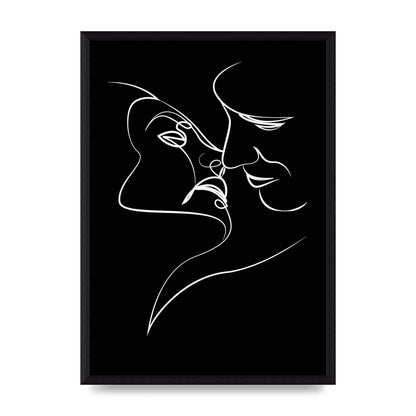 The Kiss Line Drawing Black White Art For The Home - A3 framed