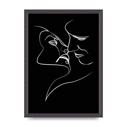 The Kiss Line Drawing Black White Art For The Home - A3 framed