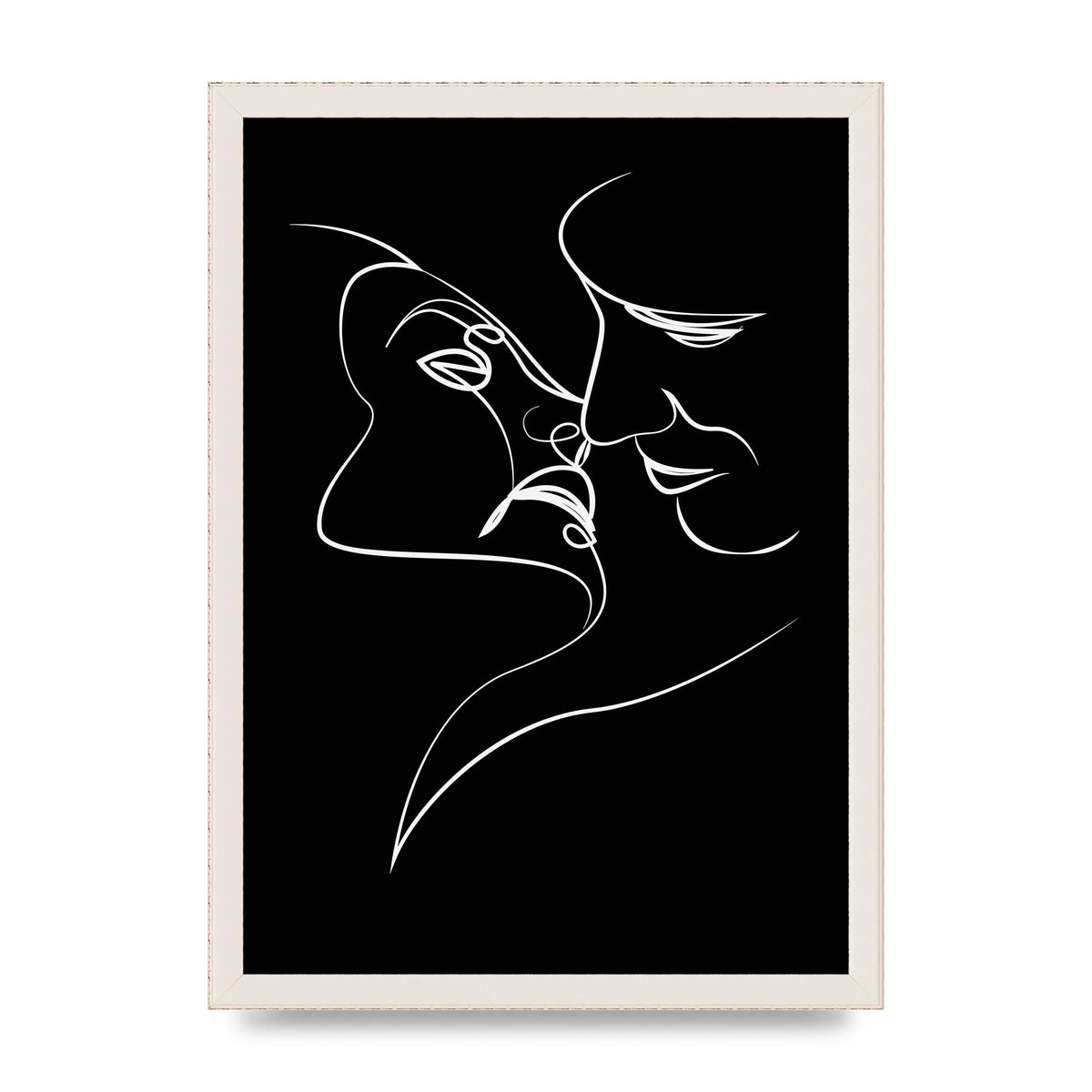 The Kiss Line Drawing Black White Art For The Home - A3 framed