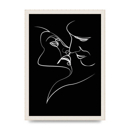 The Kiss Line Drawing Black White Art For The Home - A3 framed