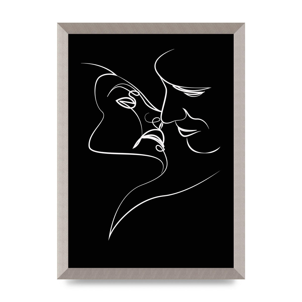 The Kiss Line Drawing Black White Art For The Home - A3 framed