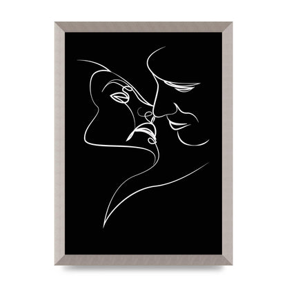 The Kiss Line Drawing Black White Art For The Home - A3 framed