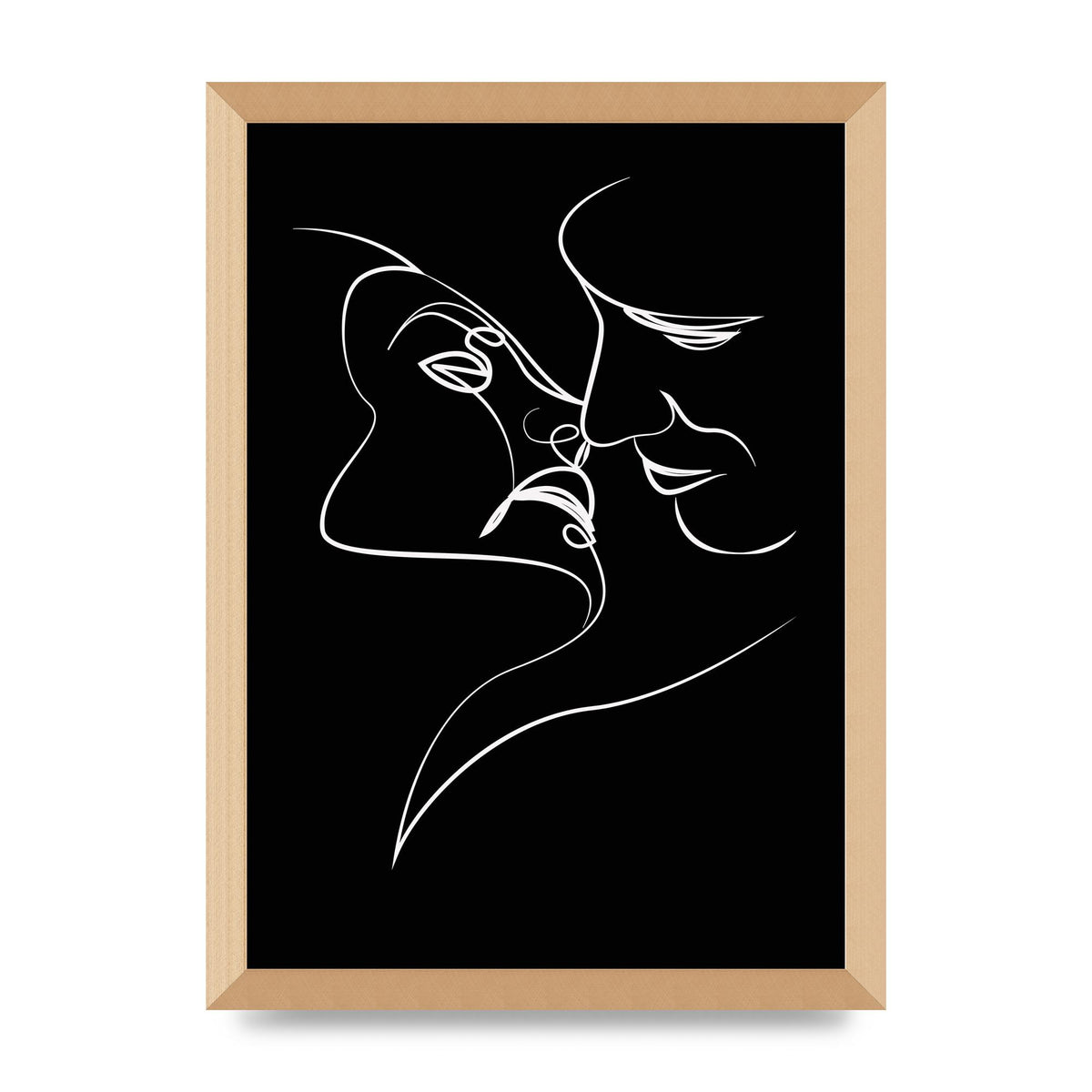 The Kiss Line Drawing Black White Art For The Home - A3 framed