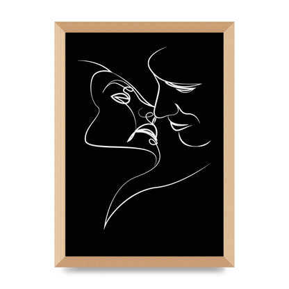 The Kiss Line Drawing Black White Art For The Home - A3 framed
