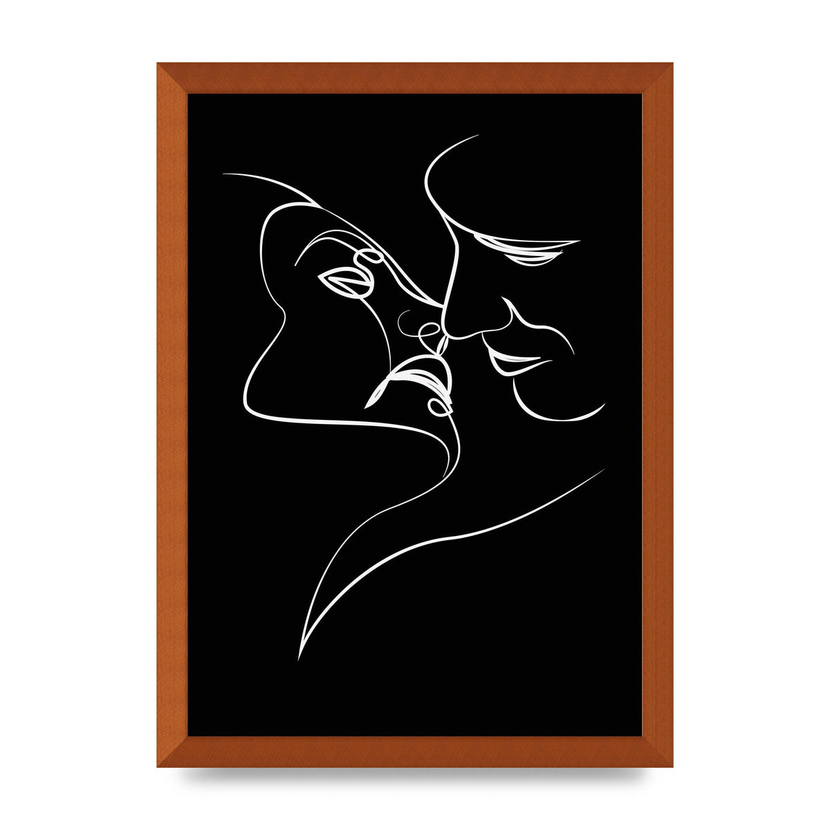 The Kiss Line Drawing Black White Art For The Home - A3 framed
