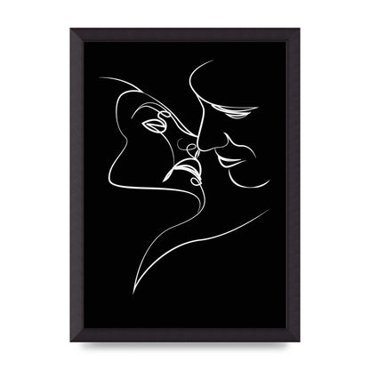 The Kiss Line Drawing Black White Art For The Home - A3 framed