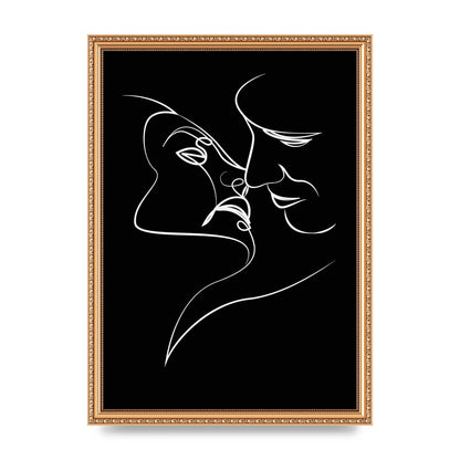 The Kiss Line Drawing Black White Art For The Home - A3 framed