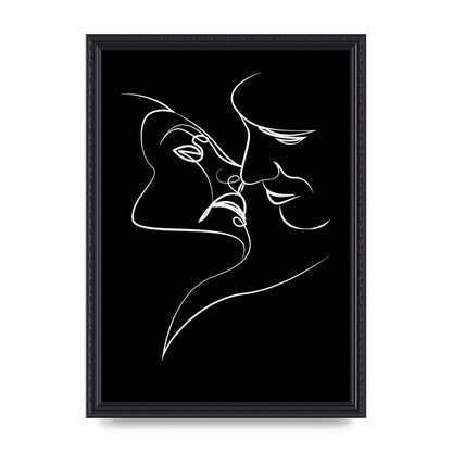 The Kiss Line Drawing Black White Art For The Home - A3 framed