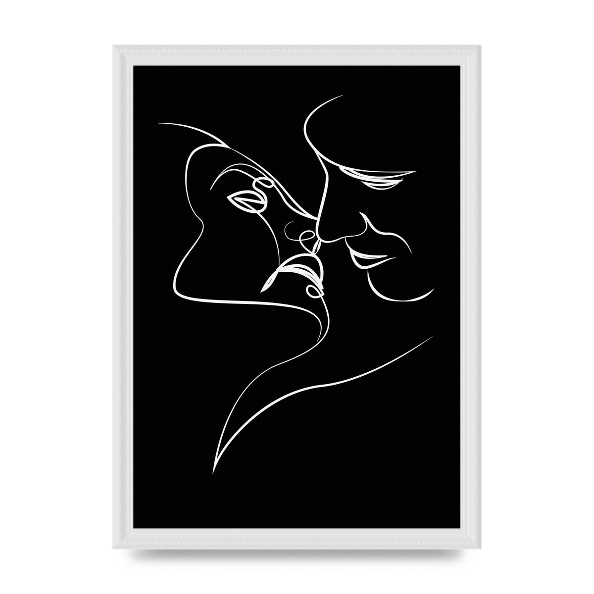 The Kiss Line Drawing Black White Art For The Home - A3 framed