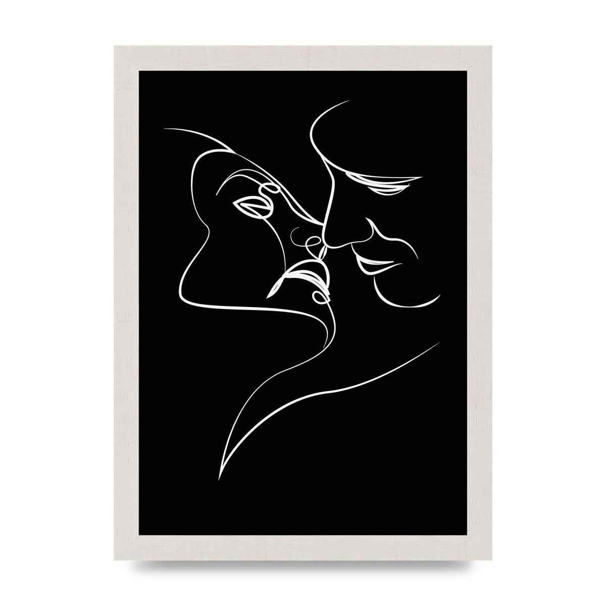 The Kiss Line Drawing Black White Art For The Home - A4 framed