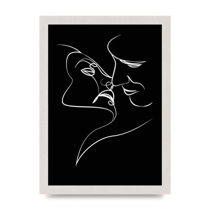 The Kiss Line Drawing Black White Art For The Home - A4 framed