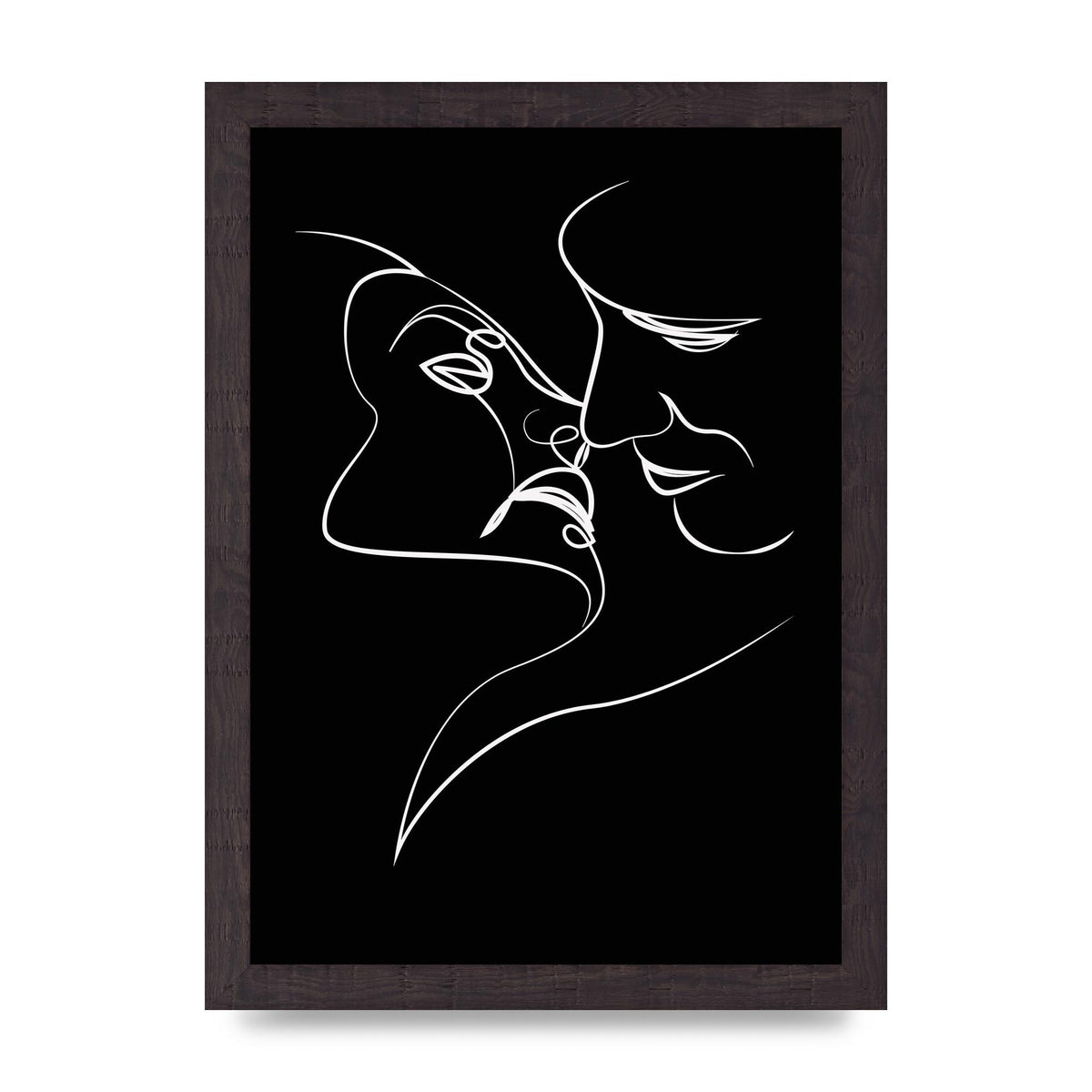 The Kiss Line Drawing Black White Art For The Home - A4 framed
