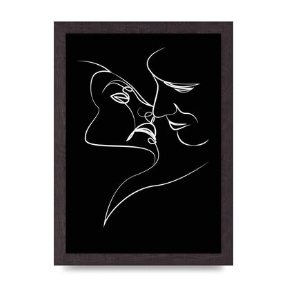 The Kiss Line Drawing Black White Art For The Home - A4 framed
