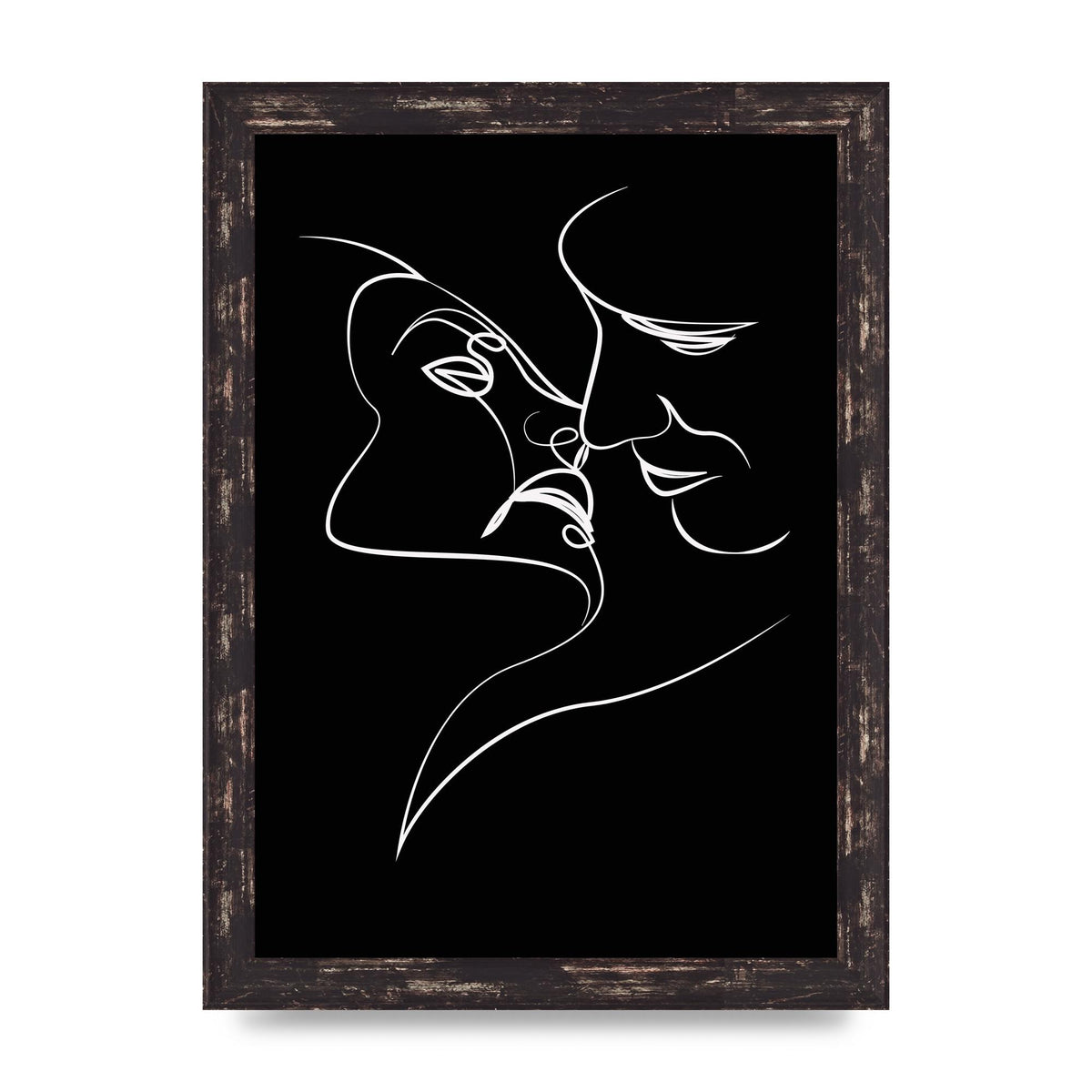 The Kiss Line Drawing Black White Art For The Home - A4 framed