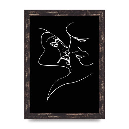 The Kiss Line Drawing Black White Art For The Home - A4 framed