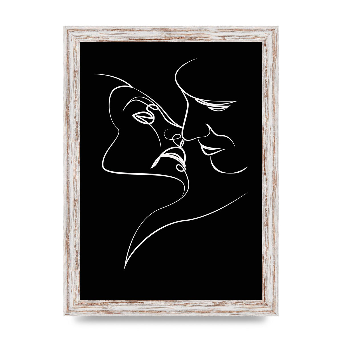 The Kiss Line Drawing Black White Art For The Home - A4 framed