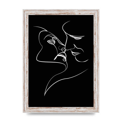 The Kiss Line Drawing Black White Art For The Home - A4 framed