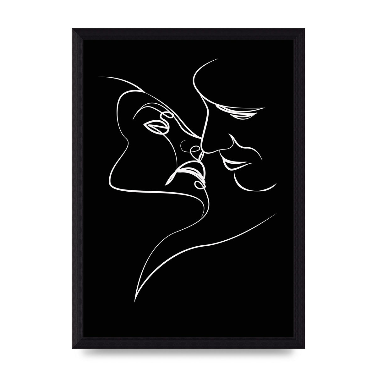 The Kiss Line Drawing Black White Art For The Home - A4 framed
