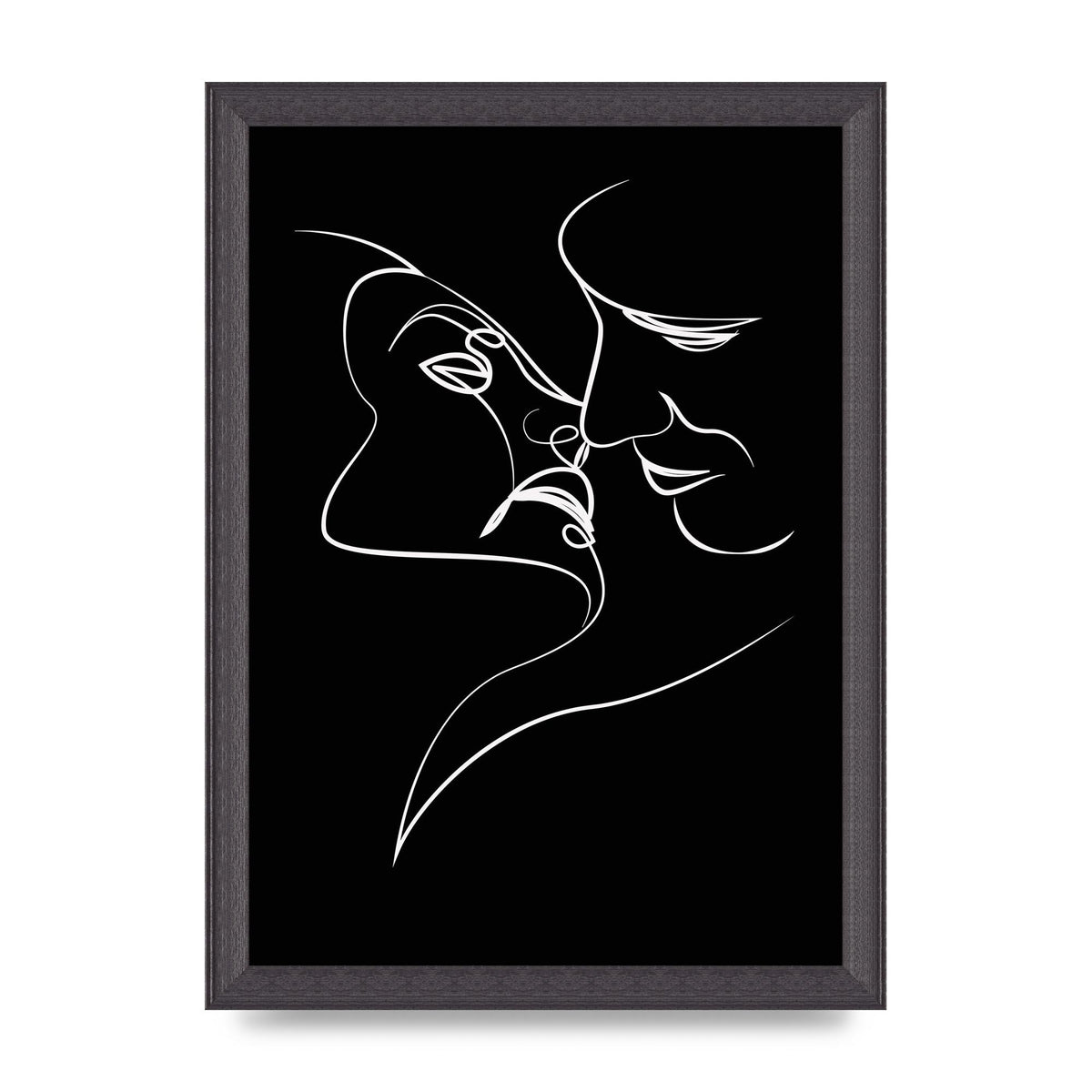 The Kiss Line Drawing Black White Art For The Home - A4 framed