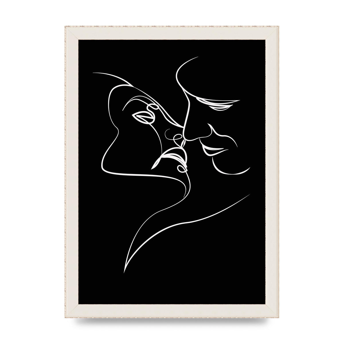 The Kiss Line Drawing Black White Art For The Home - A4 framed