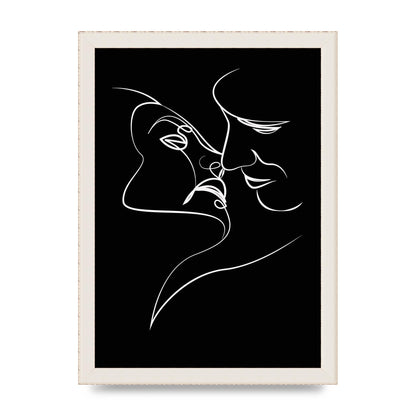 The Kiss Line Drawing Black White Art For The Home - A4 framed