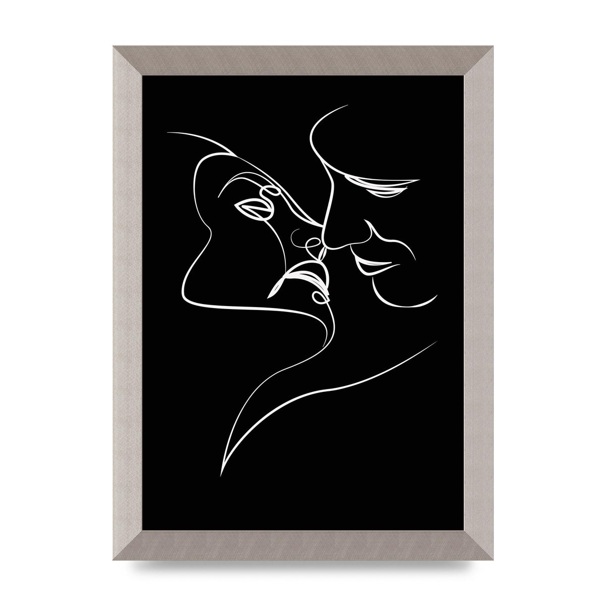 The Kiss Line Drawing Black White Art For The Home - A4 framed
