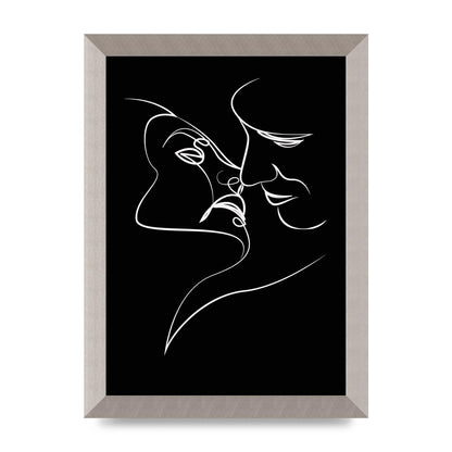 The Kiss Line Drawing Black White Art For The Home - A4 framed