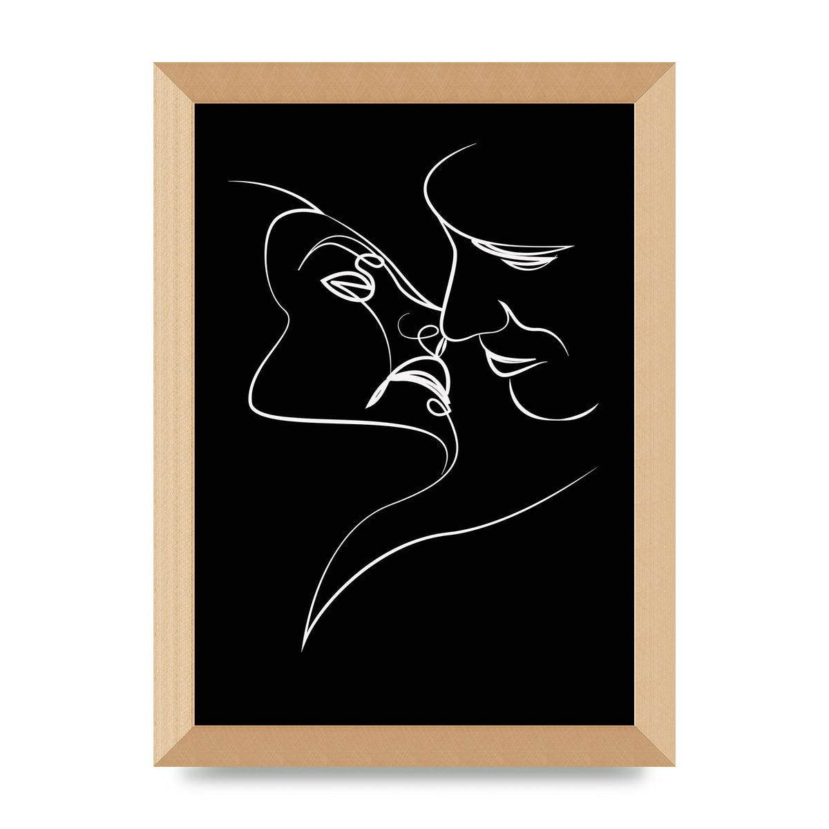 The Kiss Line Drawing Black White Art For The Home - A4 framed