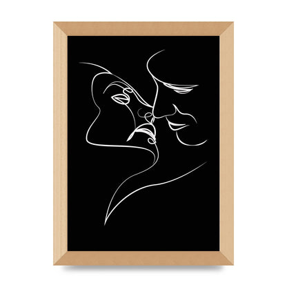The Kiss Line Drawing Black White Art For The Home - A4 framed