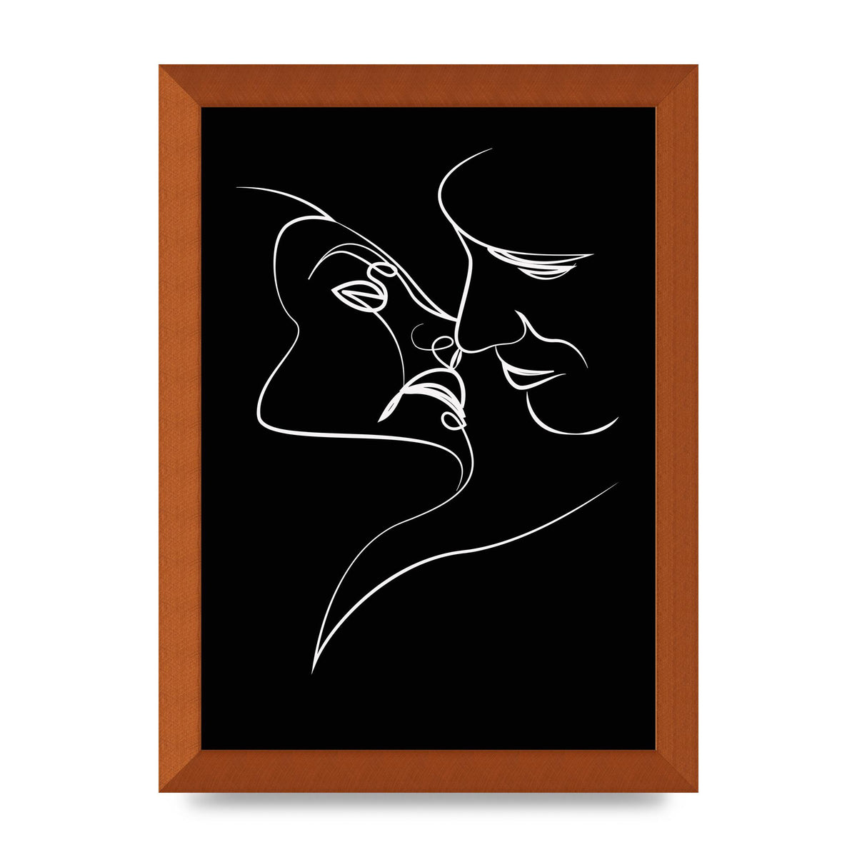 The Kiss Line Drawing Black White Art For The Home - A4 framed