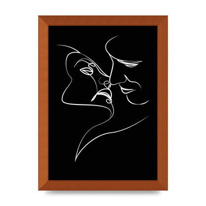The Kiss Line Drawing Black White Art For The Home - A4 framed